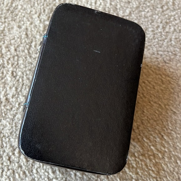 Nordstrom Black Leather Travel Jewelry Box Organizer Zippered Case Storage - Picture 8 of 8